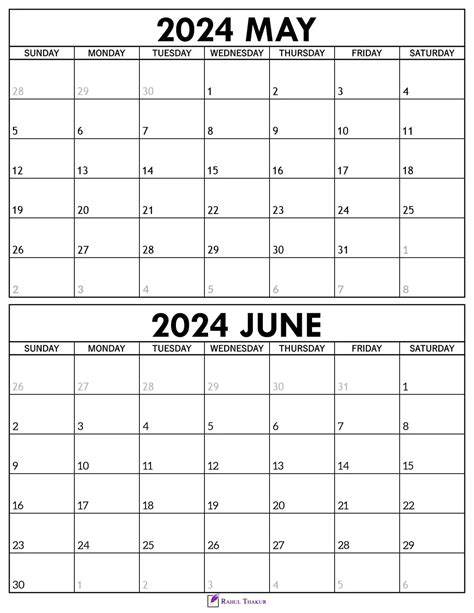 May June 2024 Calendar