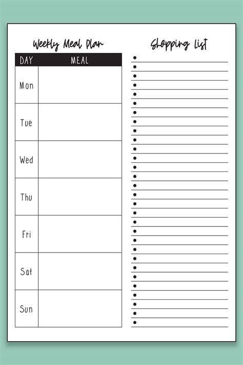 Meal Planner With Grocery List Printable