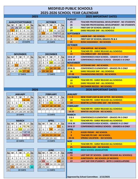 Medfield School Calendar 2025