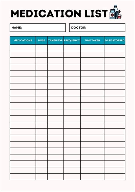 Medication List Printable