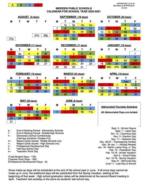Meriden Public Schools Calendar 24 25
