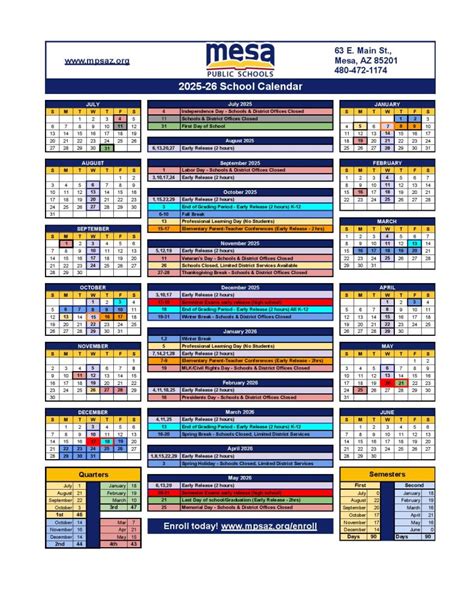 Mesa Public Schools Calendar
