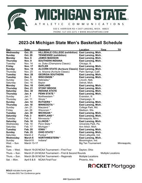 Michigan State University Calendar