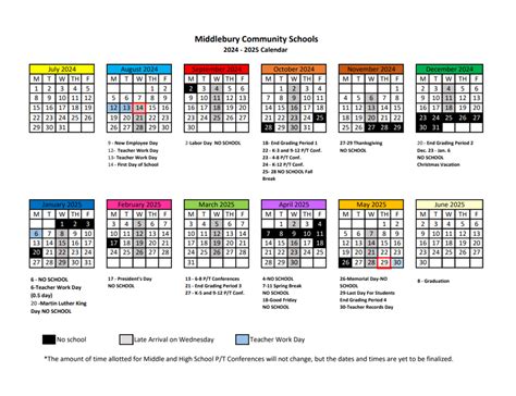 Middlebury Community Schools Calendar 24 25