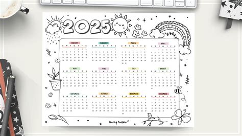 coloring calendar 2025