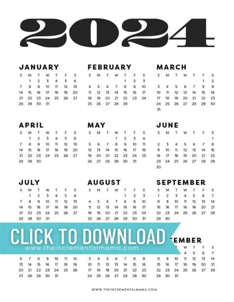 free 2024 printable calendar one page