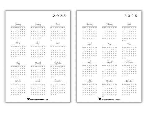 free printable 2025 calendar printable