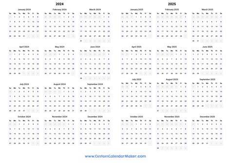 2025 yearly calendar printable one page