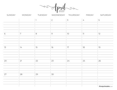 april 2025 calendar printable pdf