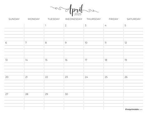 april 2025 calendar printable