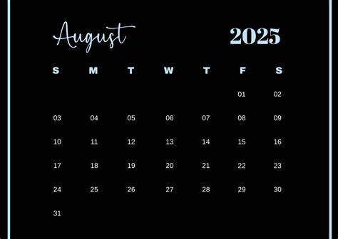 august 2025 calendar