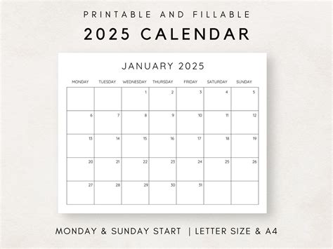blank calendar pages 2025