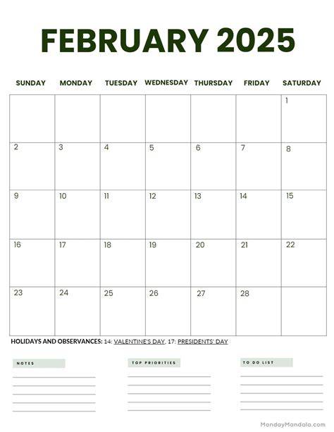 february 2025 calendar printable
