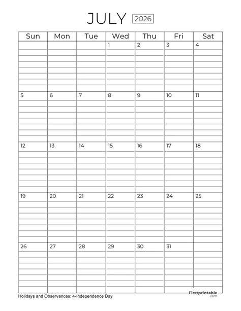 july 2025 calender