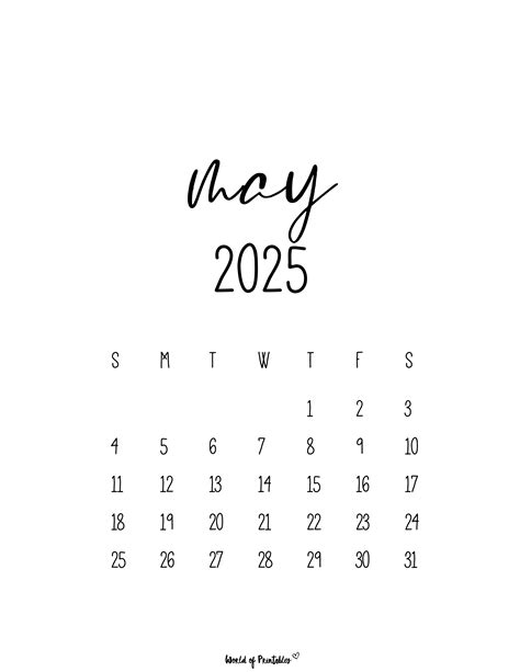 may 2025 calendar