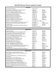 Missouri Western Academic Calendar