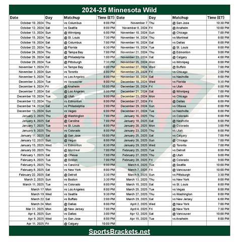 Mn Wild Schedule 2024 Printable