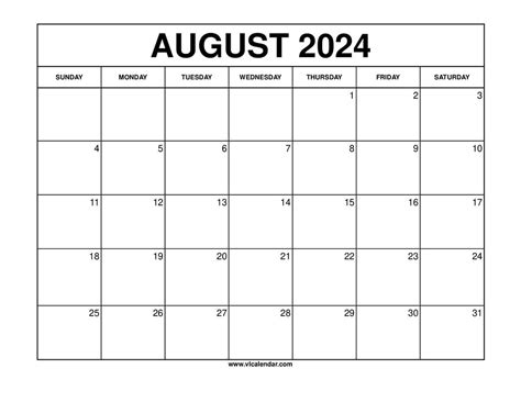 august 2024 calendar