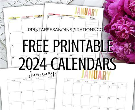 blank calendar pages 2024