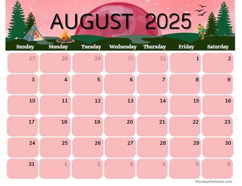 calendar august 2025