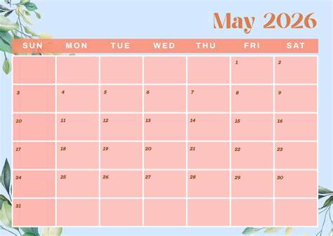 may 2026 calendar