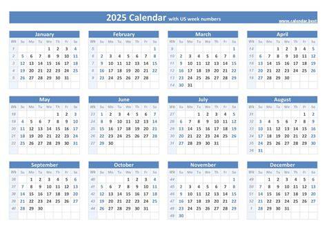 2025 calendar with week numbers