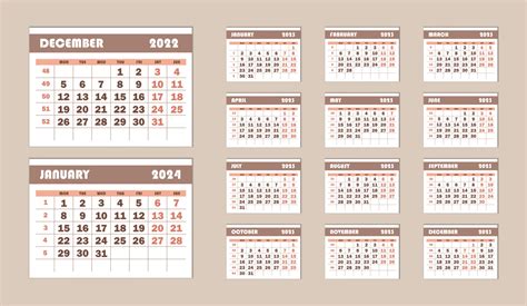 calendar with numbered weeks