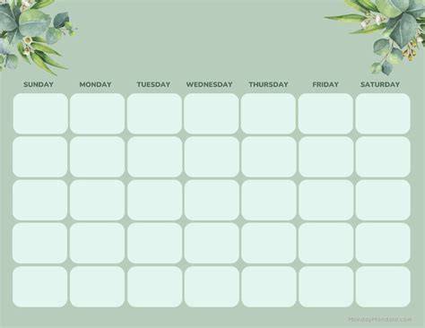 cute blank calendar