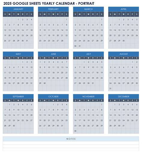 google sheets calendar template 2025