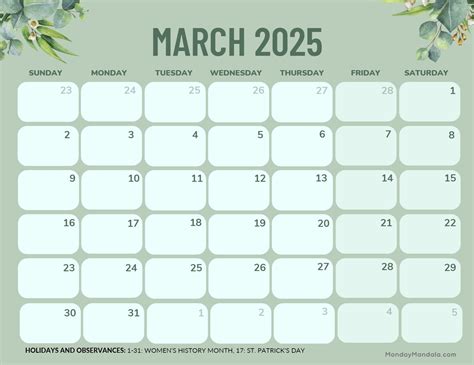 march 2025 calendar