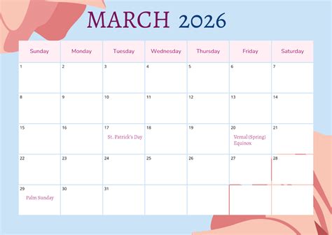 march 2026 calendar