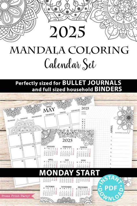 monday mandala calendar 2025