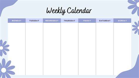 monday to friday calendar