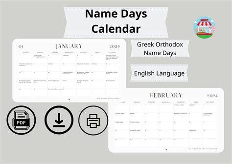 name day calendar