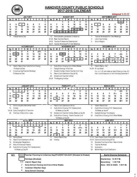 new hanover county schools calendar