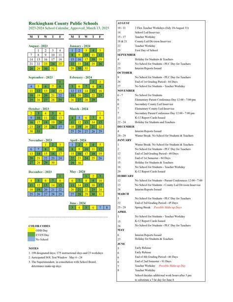 rockingham county public schools calendar