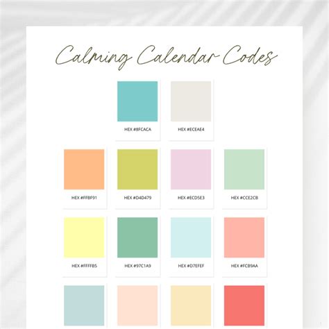 12 calendar colors