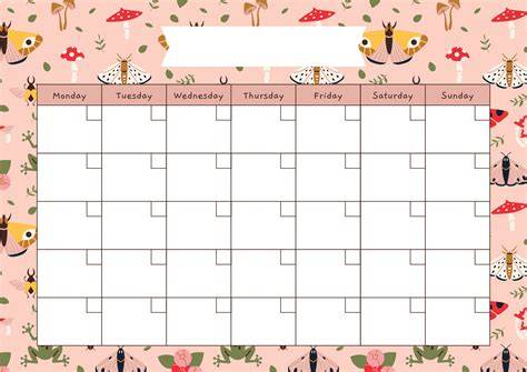 cute blank calendar
