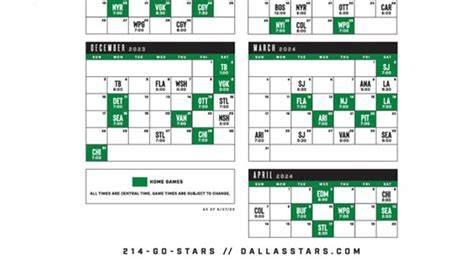 dallas stars calendar