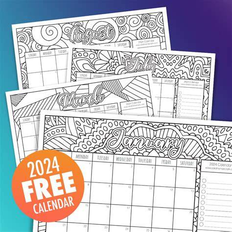 august 2024 coloring calendar