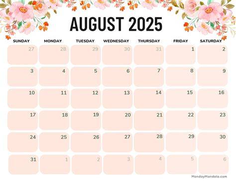 august 2025 calendar