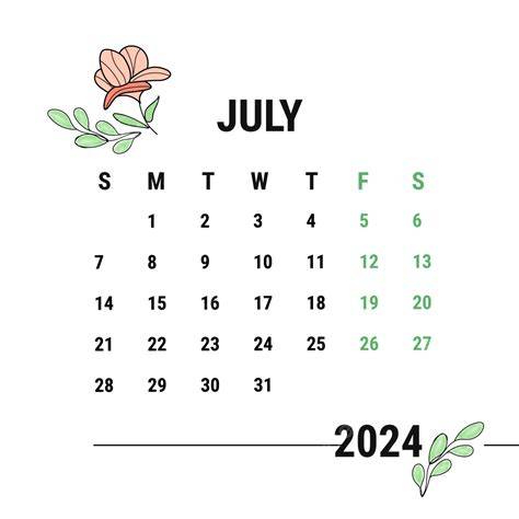 july 2024 calendar