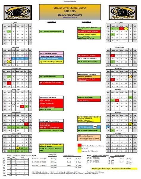 Monroe City Schools Calendar
