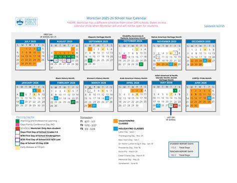 Montclair School Calendar 2025 2026