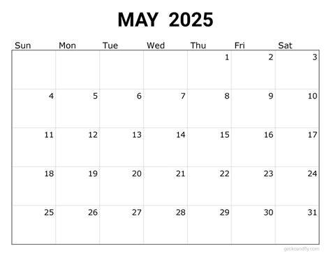 Monthly 2025 Printable Calendar