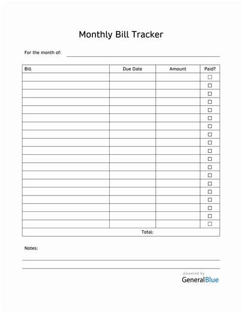 Monthly Bill Organizer Printable Free