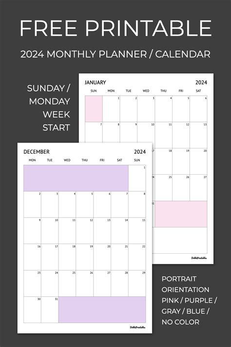 Monthly Planner 2024 Printable