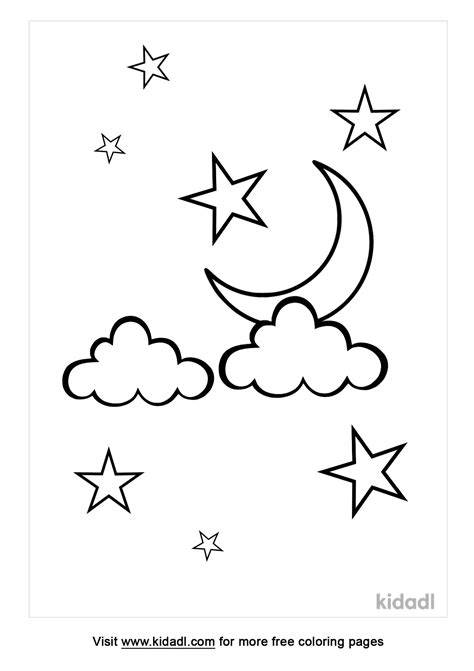 Moon And Stars Coloring Page