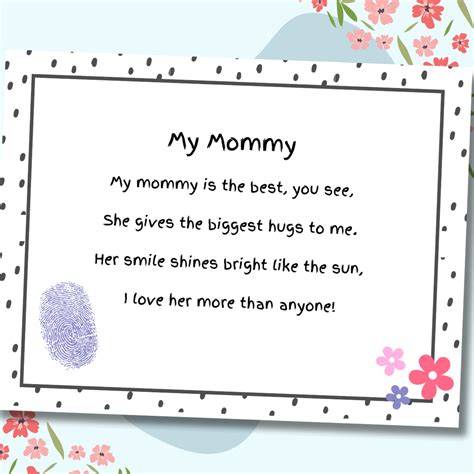 Mothers Day Poems Free Printables