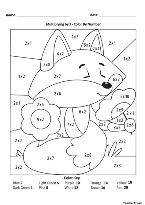 Multiplication Color By Number 3rd Grade